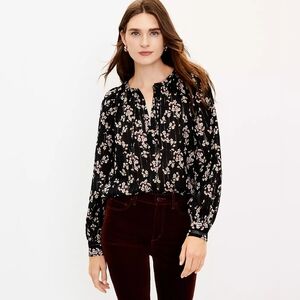 Loft black cotton metallic Floral pop-up represent top large